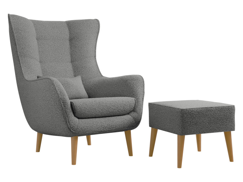 Fotel Estjano Boucle z podnóżkiem 963495