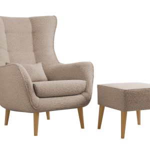 Fotel Estjano Boucle z podnóżkiem 963496 Fotel Estjano Boucle z podnóżkiem 963496