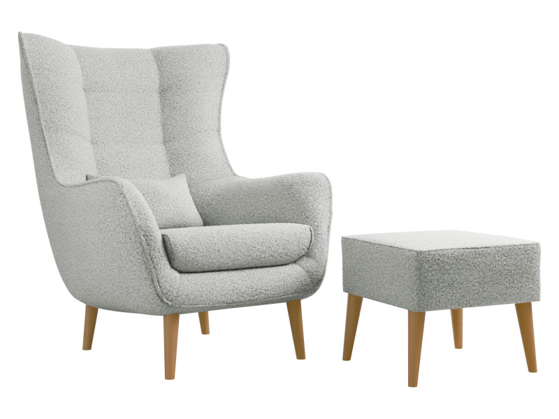 Fotel Estjano Boucle z podnóżkiem 963491