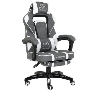 Fotel Extreme gamingowy X-STREAM biało-szary z podnóżkiem 1058648 Fotel Extreme gamingowy X-STREAM biało-szary z podnóżkiem 1058648