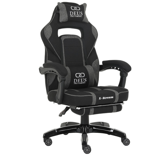 Fotel Extreme gamingowy X-STREAM ciemnoszary z podnóżkiem 1058672