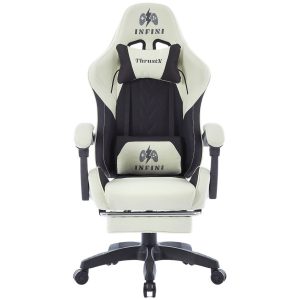 Fotel Extreme gamingowy z podnóżkiem oddychający ThrustX Black-Cream 1060671 Fotel Extreme gamingowy z podnóżkiem oddychający ThrustX Black-Cream 1060671