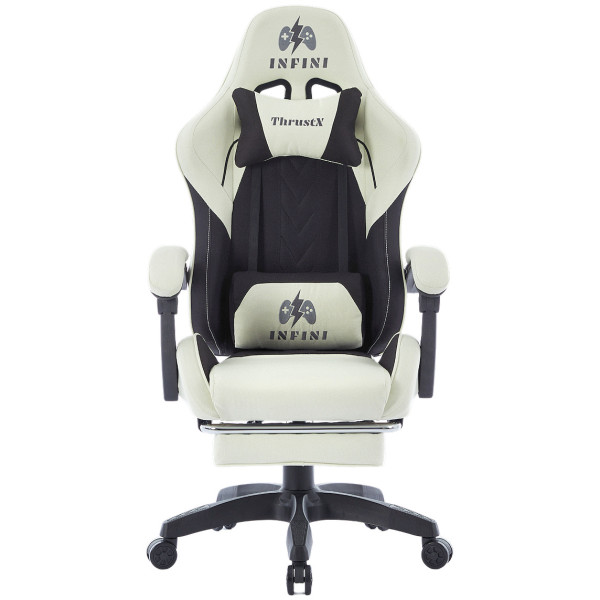 Fotel Extreme gamingowy z podnóżkiem oddychający ThrustX Black-Cream 1060671