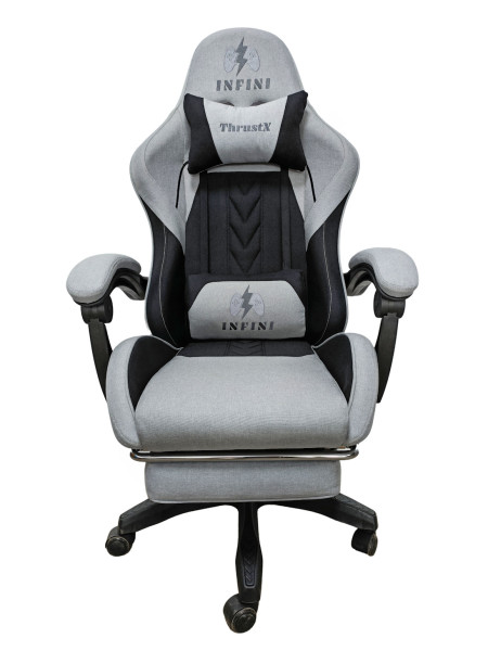 Fotel Extreme gamingowy z podnóżkiem ThrustX Black-Light Gray 1060672