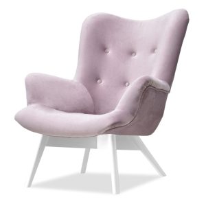 Fotel Flori Liliowy Welur, Podstawa Biały 338576 Fotel Flori Liliowy Welur, Podstawa Biały 338576