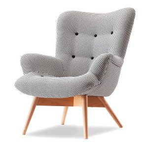 Fotel Flori Pepitka Tkanina, Podstawa Buk-1 333733 Fotel Flori Pepitka Tkanina, Podstawa Buk-1 333733