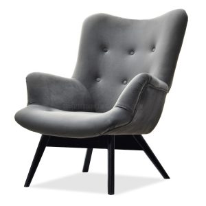 Fotel Flori Szary Welur, Podstawa Czarny 333794 Fotel Flori Szary Welur, Podstawa Czarny 333794