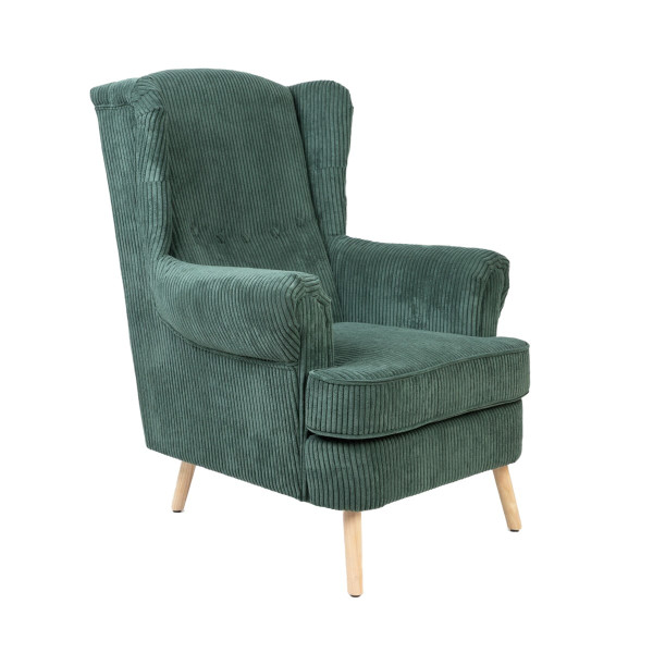 Fotel FOSSBY FASO sztruksowy zielony 86x85x108 cm HOMLA 1037268