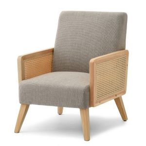 Fotel Foster Beżowy Tkanina Rattan-Dąb, Podstawa Dąb 333806 Fotel Foster Beżowy Tkanina Rattan-Dąb, Podstawa Dąb 333806