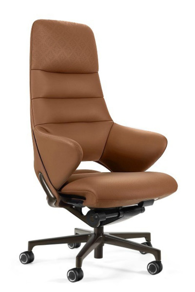 Fotel gabinetowy Omega brązowy skóra naturalna 964072