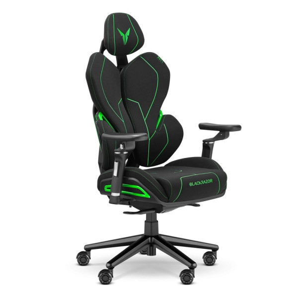 Fotel gamingowy Blackrazor czarno/zielony tkanina 925544
