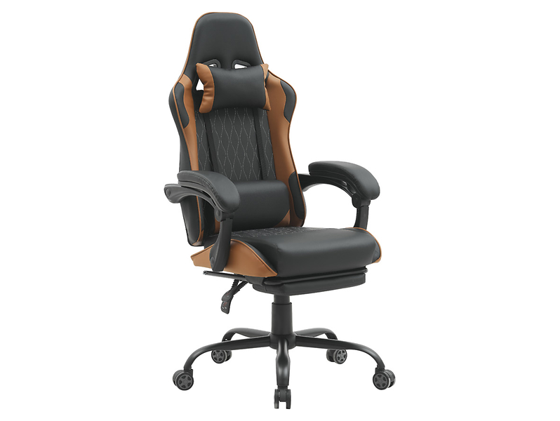 Fotel gamingowy G-Turbo z poduszkami czarno-brązowy 265843