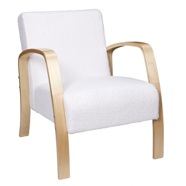 FOTEL Hella boucle biały STYL SKANDYNAWSKI drewniane nogi 652328