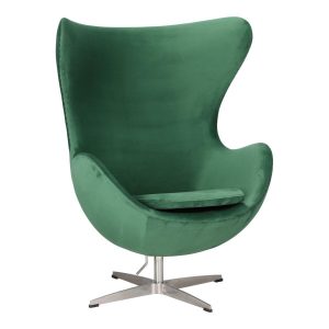 FOTEL Jajo Velvet zielone OBROTOWA PODSTAWA srebrna 676414