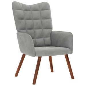 Fotel jasnoszary obity aksamitem 858346