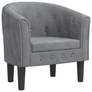Fotel klubowy ciemnoszary obity aksamitem 786427 Fotel klubowy ciemnoszary obity aksamitem 786427