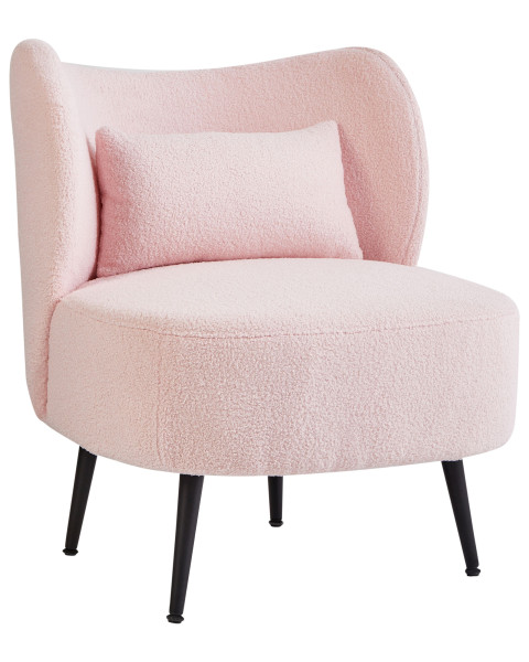 Fotel koktajlowy boucle baranek pastelowy róż 597726