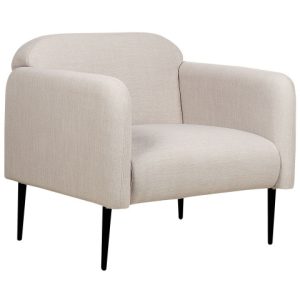 Fotel koktajlowy tapicerowany len szarobeżowy 158606 Fotel koktajlowy tapicerowany len szarobeżowy 158606