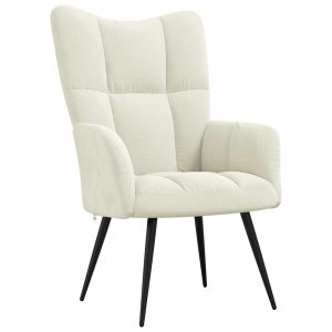 Fotel kremowy tapicerowany aksamitem 862620 Fotel kremowy tapicerowany aksamitem 862620