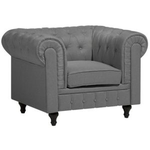 Fotel krzesło chesterfield duży jasnoszary 58375 Fotel krzesło chesterfield duży jasnoszary 58375