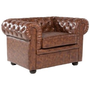Fotel krzesło chesterfield ekoskóra brąz 58368 Fotel krzesło chesterfield ekoskóra brąz 58368