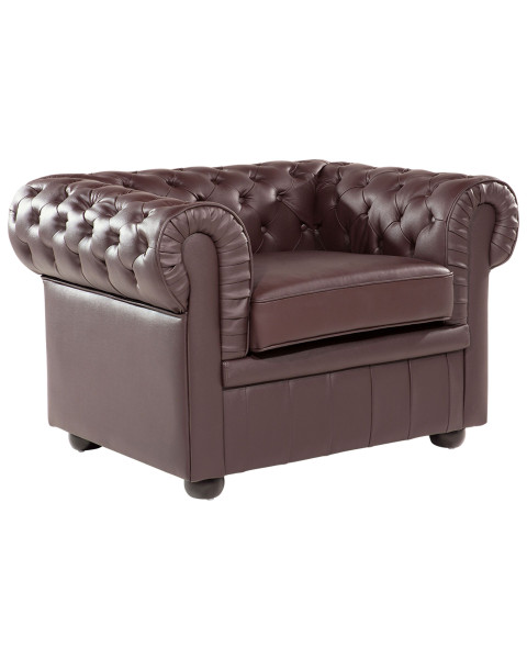 Fotel krzesło chesterfield skóra brązowy 305454