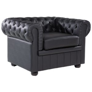 Fotel krzesło chesterfield skóra czarny 114409 Fotel krzesło chesterfield skóra czarny 114409