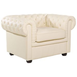 Fotel krzesło chesterfield skóra kremowy 135247 Fotel krzesło chesterfield skóra kremowy 135247