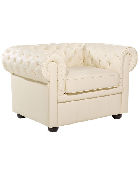 Fotel krzesło chesterfield skóra kremowy 135247