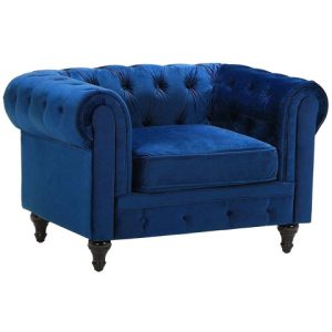Fotel krzesło chesterfield welur niebieski 58261 Fotel krzesło chesterfield welur niebieski 58261