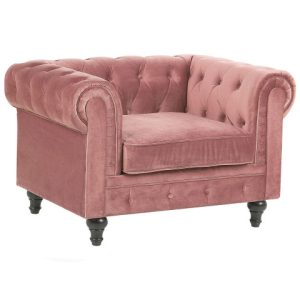 Fotel krzesło chesterfield welur różowy 58308 Fotel krzesło chesterfield welur różowy 58308