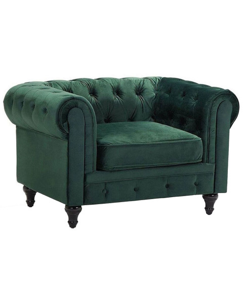 Fotel krzesło chesterfield welur zielony 58303