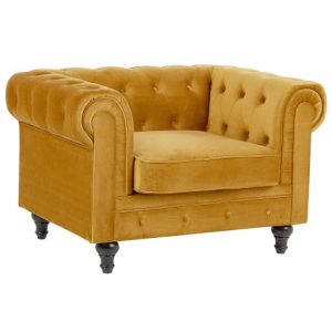 Fotel krzesło chesterfield welur żółty 114262 Fotel krzesło chesterfield welur żółty 114262