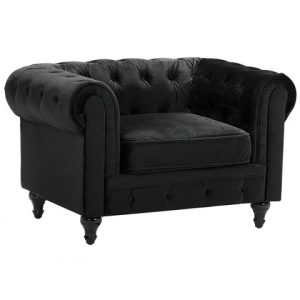 Fotel krzesło chesterfield welurowy czarny 58210 Fotel krzesło chesterfield welurowy czarny 58210