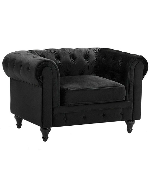 Fotel krzesło chesterfield welurowy czarny 58210