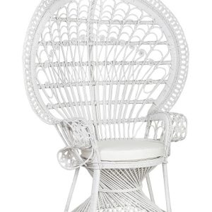 Fotel krzesło paw rattan plecionka biały 193308 Fotel krzesło paw rattan plecionka biały 193308