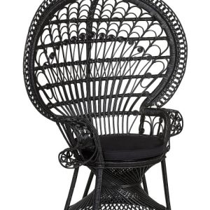 Fotel krzesło paw rattan plecionka czarny 193307 Fotel krzesło paw rattan plecionka czarny 193307