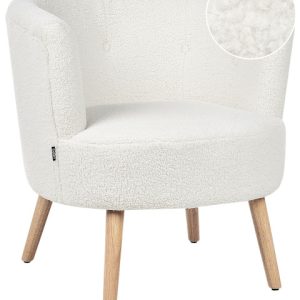 Fotel krzesło pikowany retro boucle biały 410646 Fotel krzesło pikowany retro boucle biały 410646