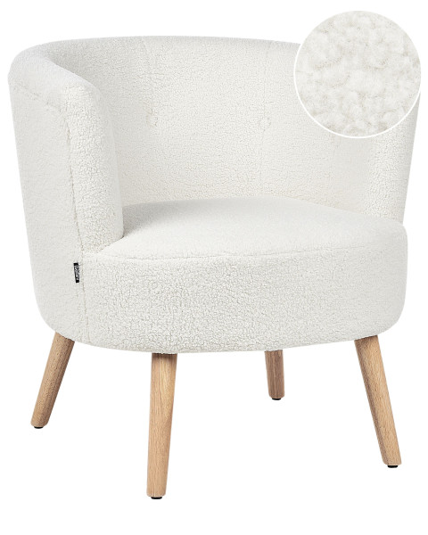 Fotel krzesło pikowany retro boucle biały 410646