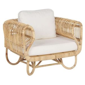 Fotel krzesło poduchy naturalny rattan beż 65792 Fotel krzesło poduchy naturalny rattan beż 65792