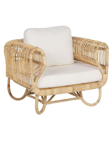 Fotel krzesło poduchy naturalny rattan beż 65792