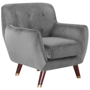 Fotel krzesło welurowy retro szary 58200 Fotel krzesło welurowy retro szary 58200