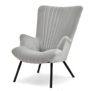 Fotel Lanza Jasnoszary Welur, Podstawa Czarny 330484 Fotel Lanza Jasnoszary Welur, Podstawa Czarny 330484