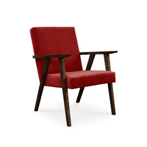 Fotel LISEK – PRL / czerwony / noga orzech 661471 Fotel LISEK – PRL / czerwony / noga orzech 661471