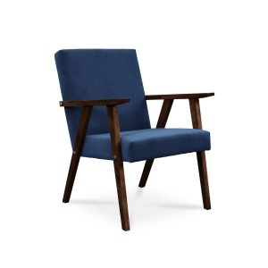 Fotel LISEK – PRL / granatowy / noga orzech 661472 Fotel LISEK – PRL / granatowy / noga orzech 661472