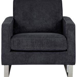 Fotel minimalistyczny tapicerowany czarny 58374 Fotel minimalistyczny tapicerowany czarny 58374