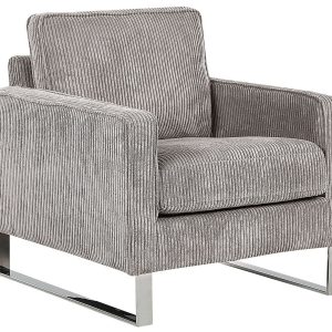 Fotel minimalistyczny tapicerowany szary 114402 Fotel minimalistyczny tapicerowany szary 114402