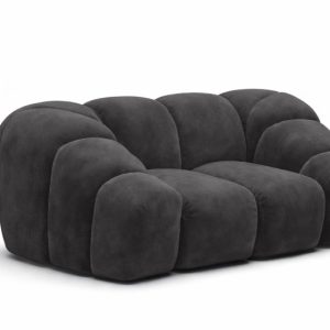 Fotel modułowy, tkanina welur Bluvel, Czarny, CROISSANT 969794