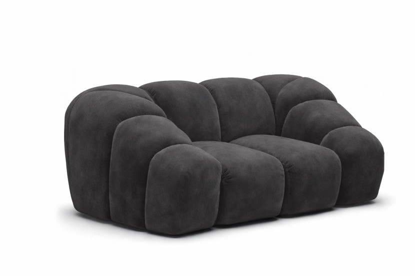Fotel modułowy, tkanina welur Bluvel, Czarny, CROISSANT 969794