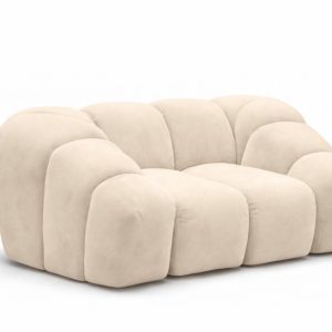 Fotel modułowy, tkanina welur Bluvel, Kremowy, CROISSANT 969795